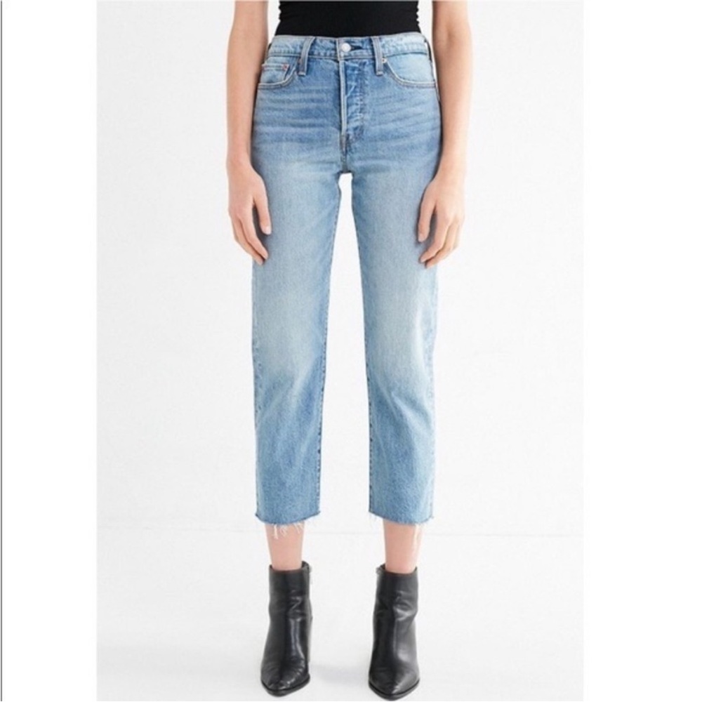 Levi's Wedgie Straight Button Fly Soft Grunge Sz 25 X 26 Blue Medium Wash Jeans
